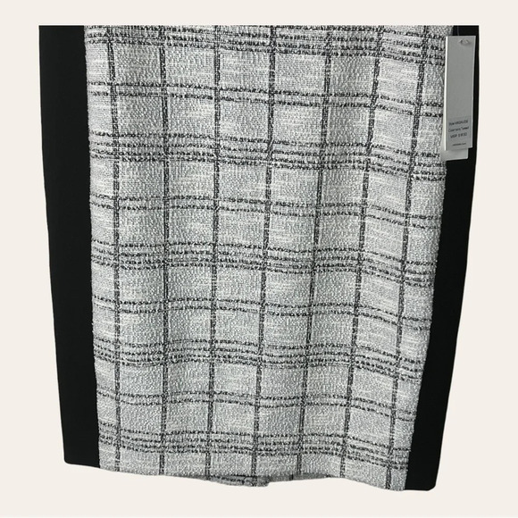 0899. CALVIN KLEIN TWEED PENCIL SKIRT SIZE‎ 6 CREAM/METALLIC SILVER/BLACK - Picture 7 of 12